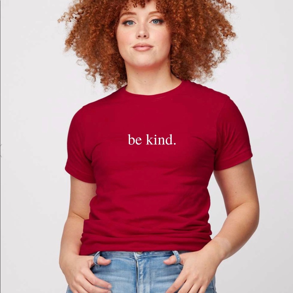 T-shirt Cardinal red, choose saying: anxious, overthinker, be kind, just breathe